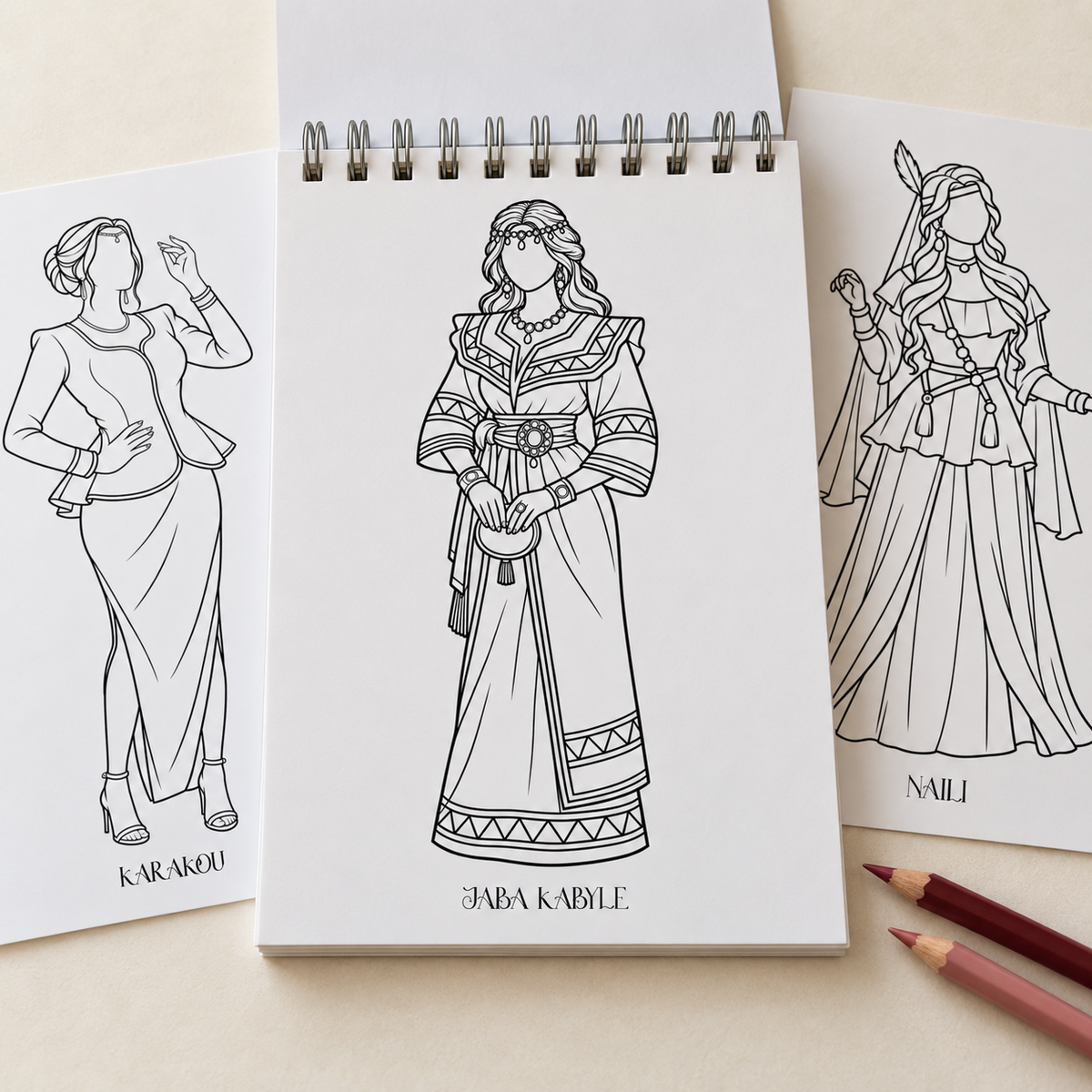 Robes algériennes — Le livret de coloriage